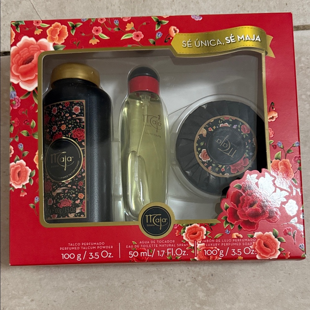 Maje Red Floral Bath & Body Set